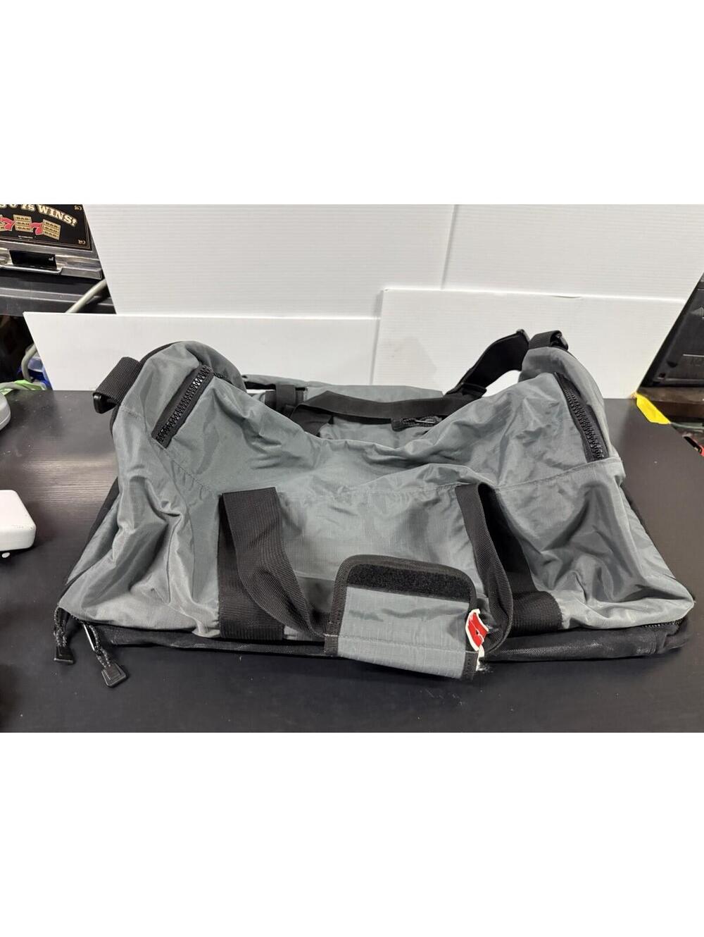 Vintage GAP Ripstop Nylon Duffle Bag Gray Black Y2K Travel Gym Weekender